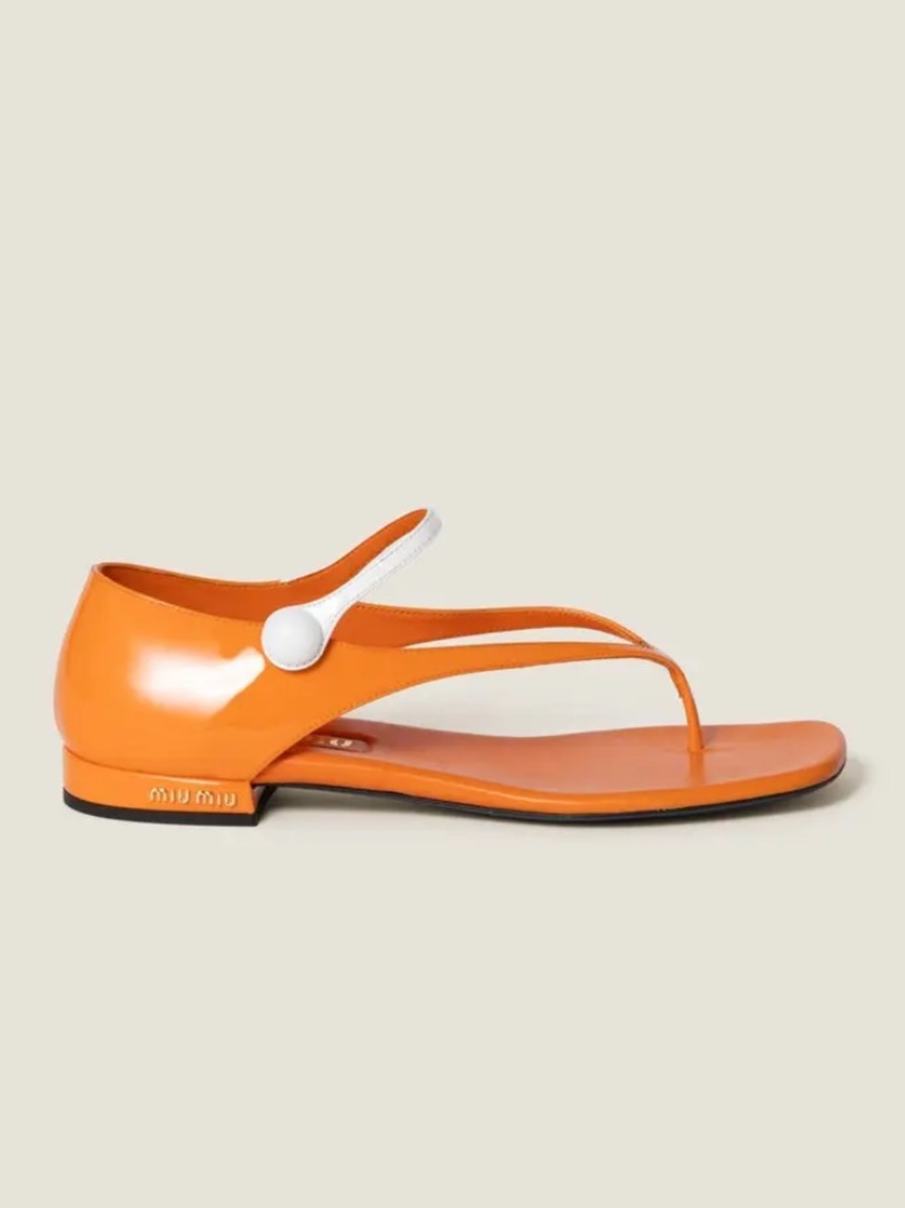 Miu Miu Orange Patent Leather Mary Jane Thong Sandals - Picture 3 of 8